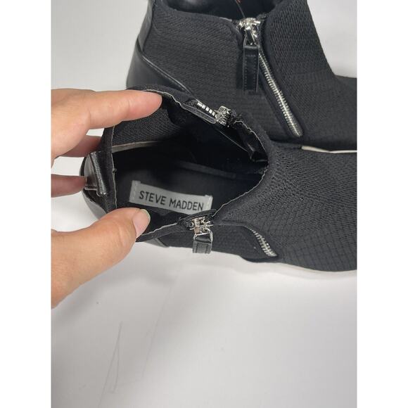 Steve Madden Womens Loxley Black Mesh Wedge High Top Sneaker Zip Sz 10 M NEW** - Picture 3 of 10